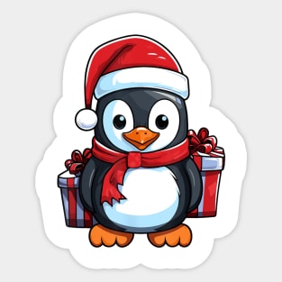 Cute Penguin Christmas Lights Santa Hat Xmas Pajama Sticker